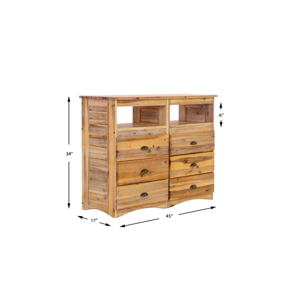 Harriet Bee Benninger 45'' Wide 6 Drawer Solid Wood Double Dresser